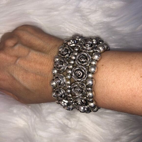 Three Gorgeous Silver and Bronze Stretch Bracelet - Picture 2 of 8